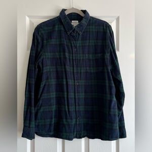 LLBean scotch plaid flannel shirt, relaxed regular.